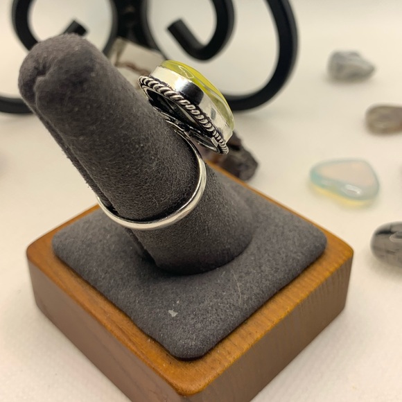 Comfort Curl Adjustable Ring, Yellow Australian Triplet w Dazzling Blue Accents - Picture 4 of 14